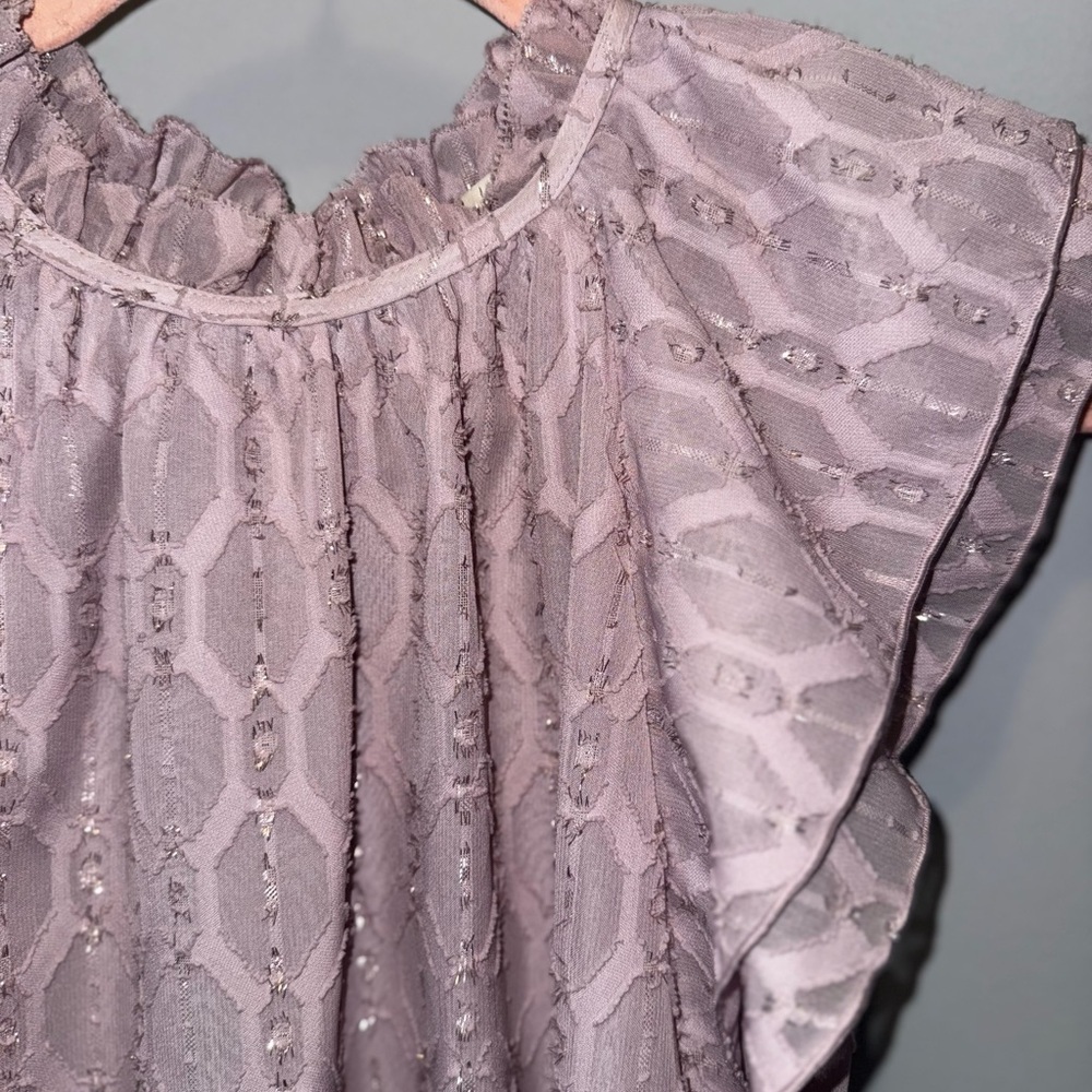 LOFT Ruffle Sleeve Blouse - Light Purple - Picture 2 of 7
